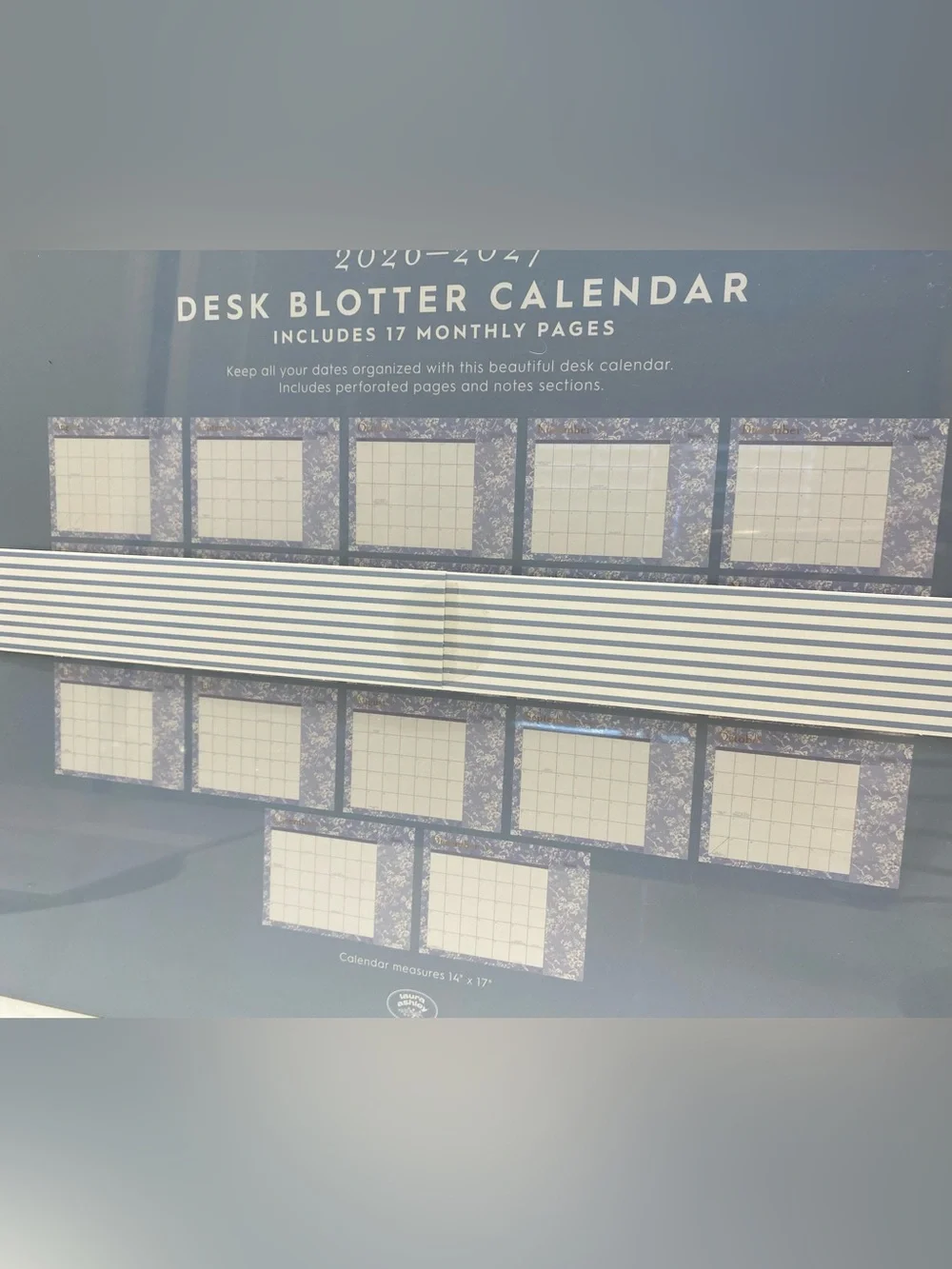 Laura Ashley  ❤️2027 17-Month Desk Blotter Calendar/Planner Blue 14x17” New